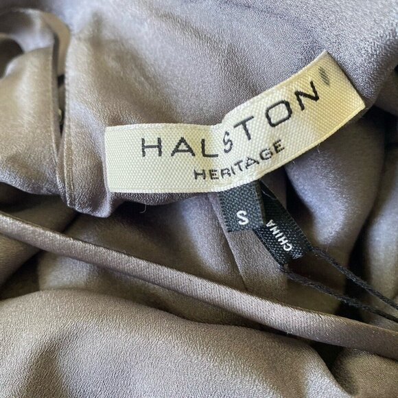 NWT Halston Heritage Silver Gray Racerback Satin Slip‎ Midi Dress Size S $295.00 - Picture 7 of 16